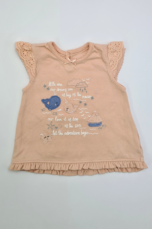0-3m - 'Our Love Is As Deep As The Sea...' Frill Sleeve T-shirt (George)