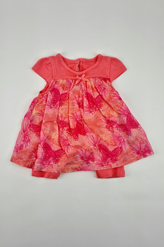 Newborn - 9lbs Butterfly Print Romper Dress Outfit (George)