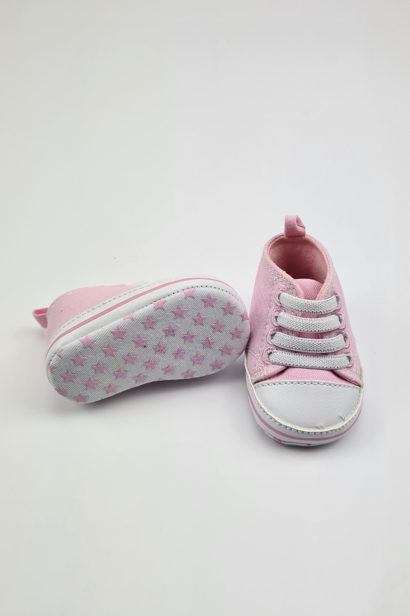 0-3m - Pink Soft Sole High-Top Trainers (Primark)