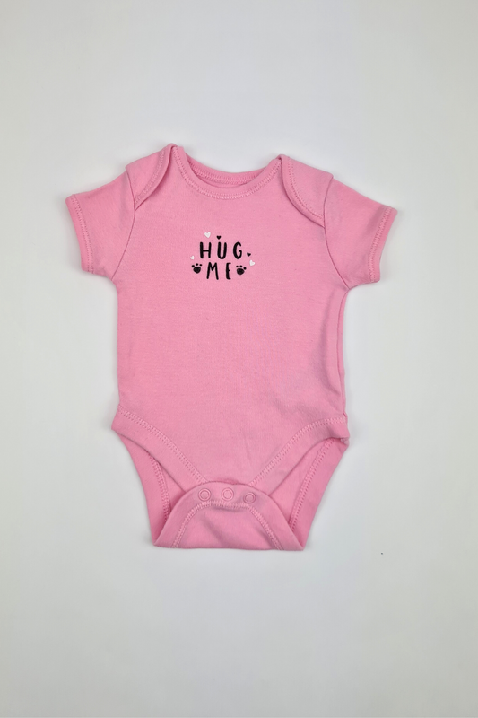 Newborn - 10lbs 'Hug Me' Pink Bodysuit (Primark)