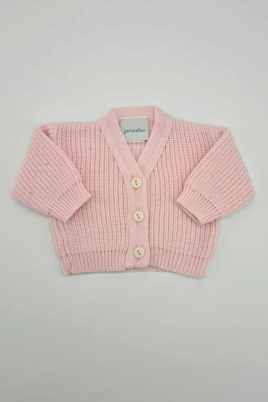 Tiny Baby (3-5lbs) - Pink Button-up Cardigan (Dandelion)