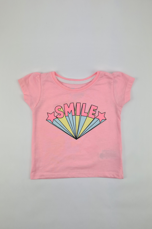 9-12m - Star 'Smile' Pink T-shirt (Primark)