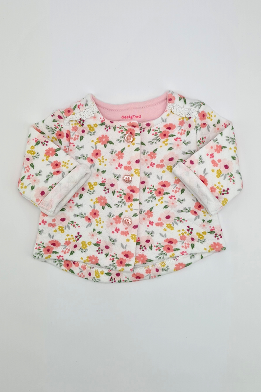 Newborn (7.5lbs) - 100% Cotton Floral Print Padded Jacket (F&F)