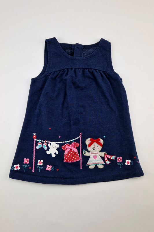 6–9 Monate – Marineblaues Teddybär-Kleid (George)