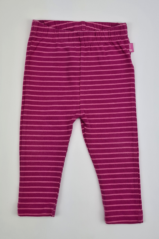 6-9m - Purple Stripe Leggings (Jojo Maman Bebe)