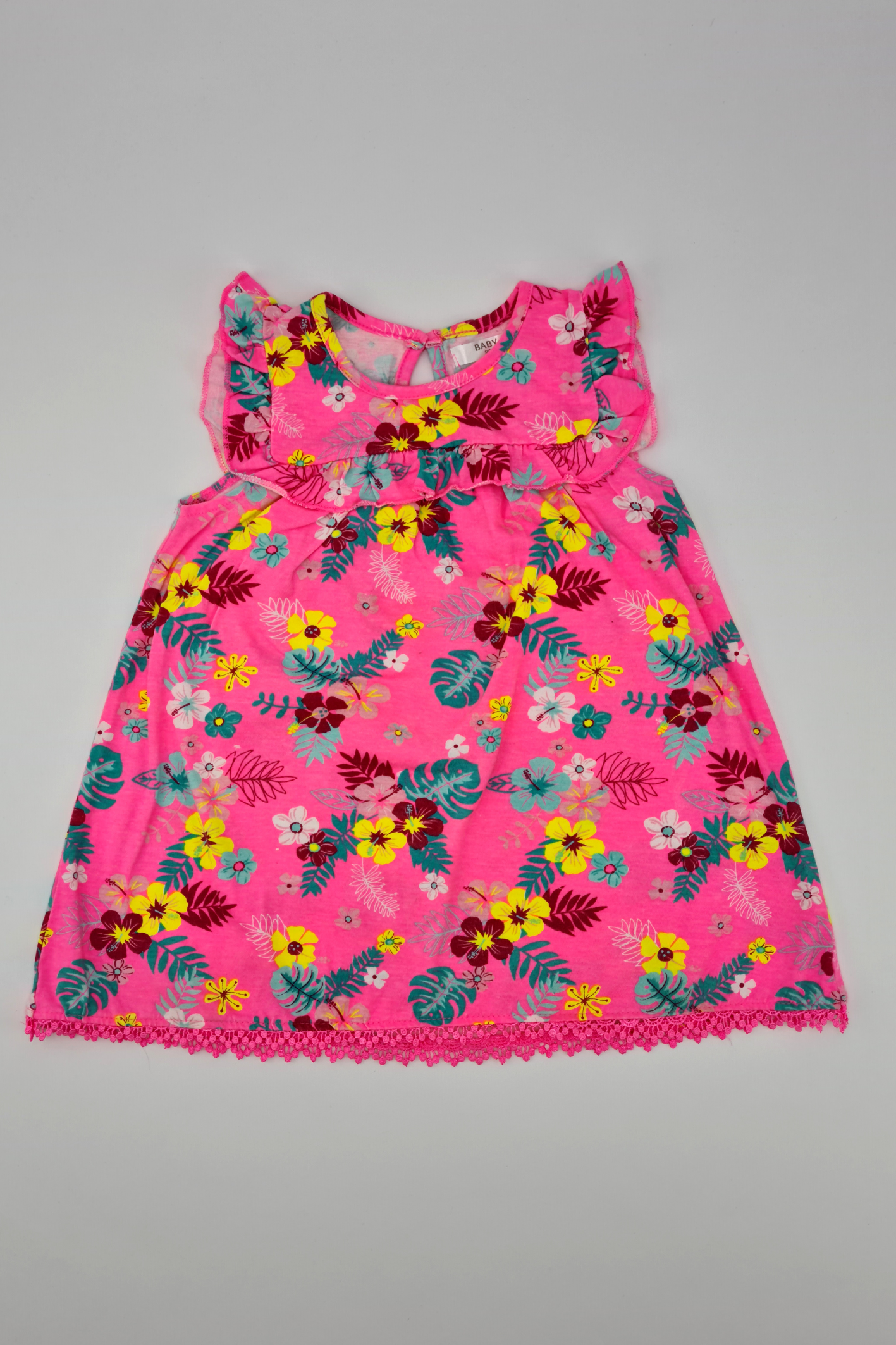 9-12m - Pink Flower Print Sleeveless Dress (M & Co.)