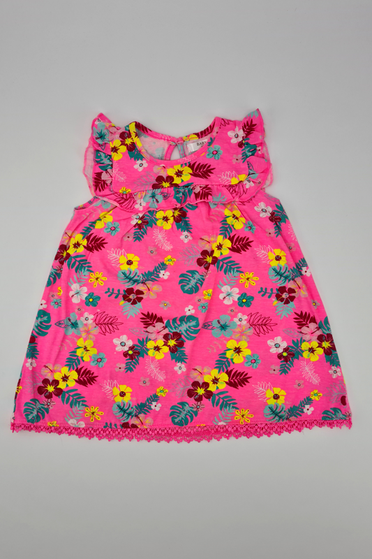 9–12 Monate – Ärmelloses Kleid mit rosa Blumenmuster (M &amp; Co.)