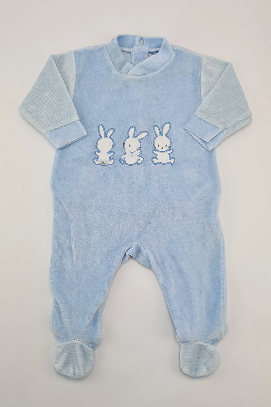 Newborn - Fleecy Blue Bunny Sleepsuit
