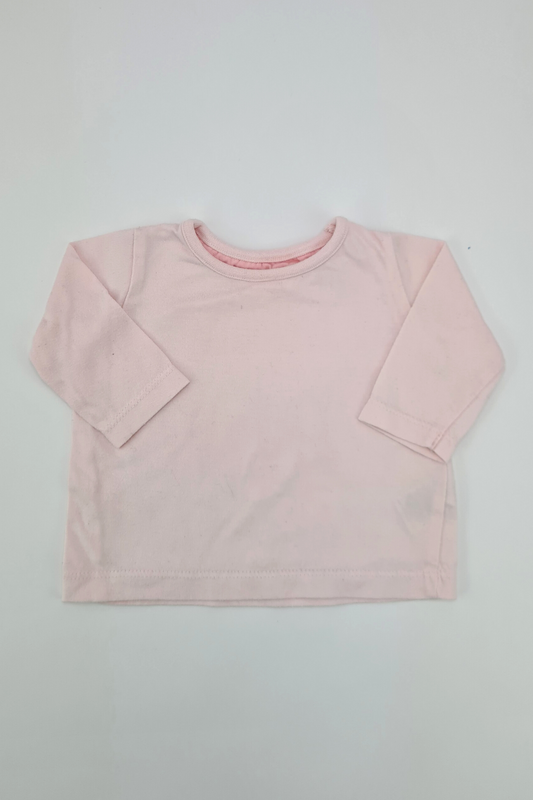 Nouveau-né (9lbs) - T-shirt rose (Paons)