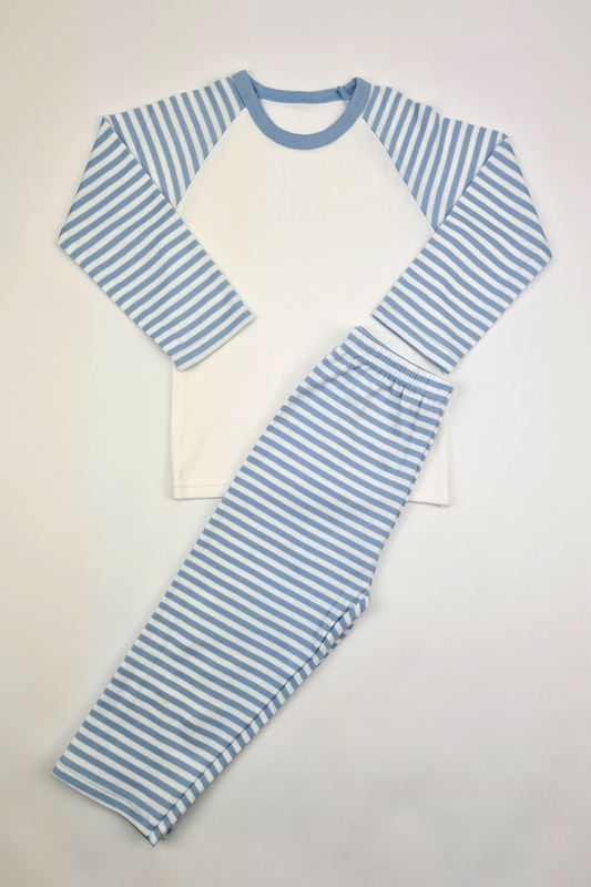 1–2 Jahre – Babyblau-weiß gestreiftes Pyjama-Set