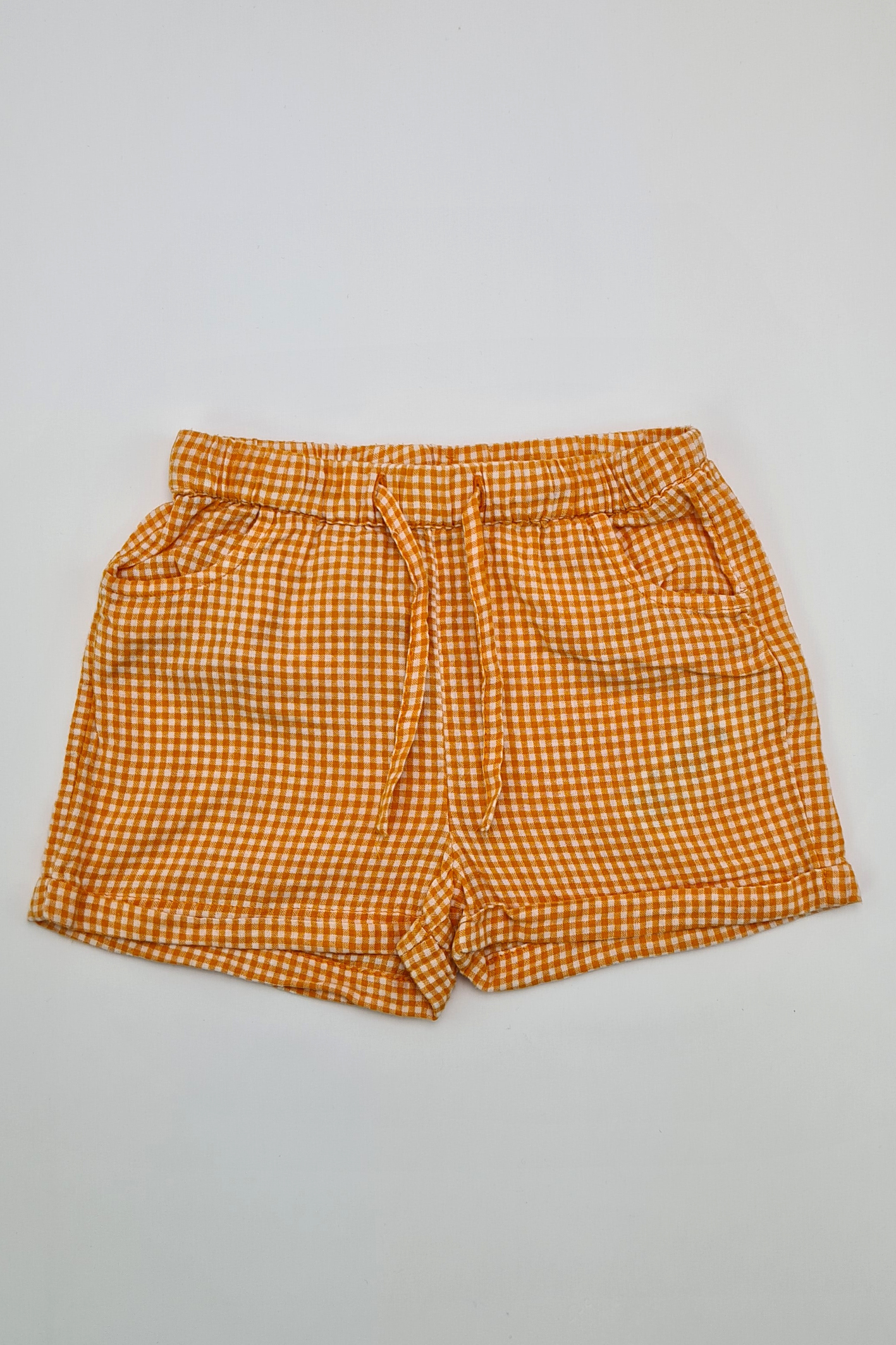 9m - Short à carreaux orange et blanc