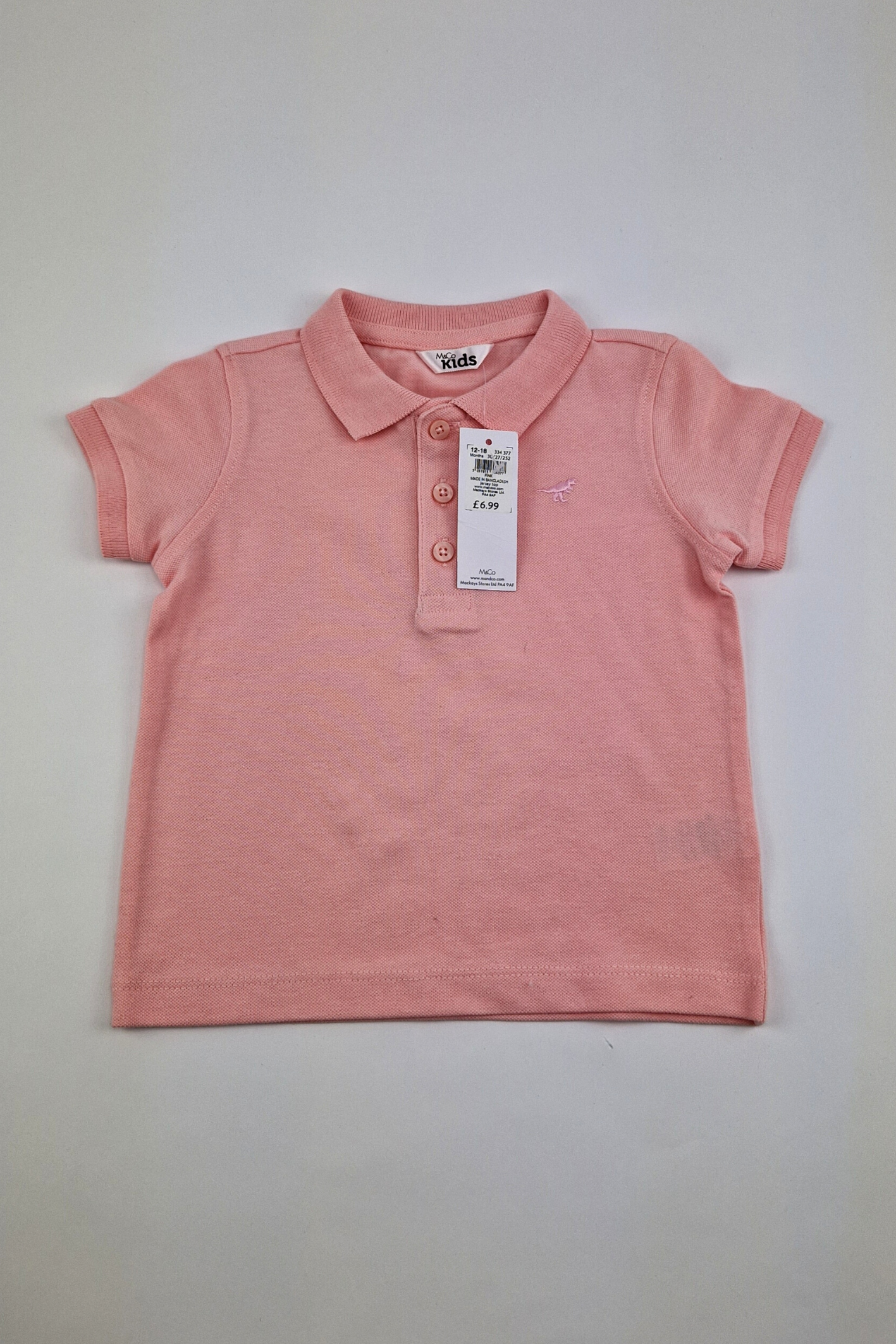 12-18m - 100% Cotton Pink Polo Shirt (M & Co.)