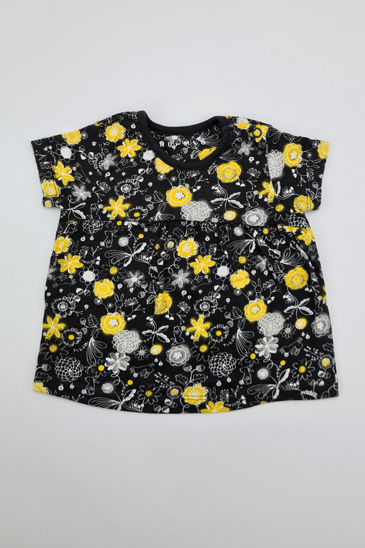 3-6m - Floral Print T-shirt (Nutmeg)