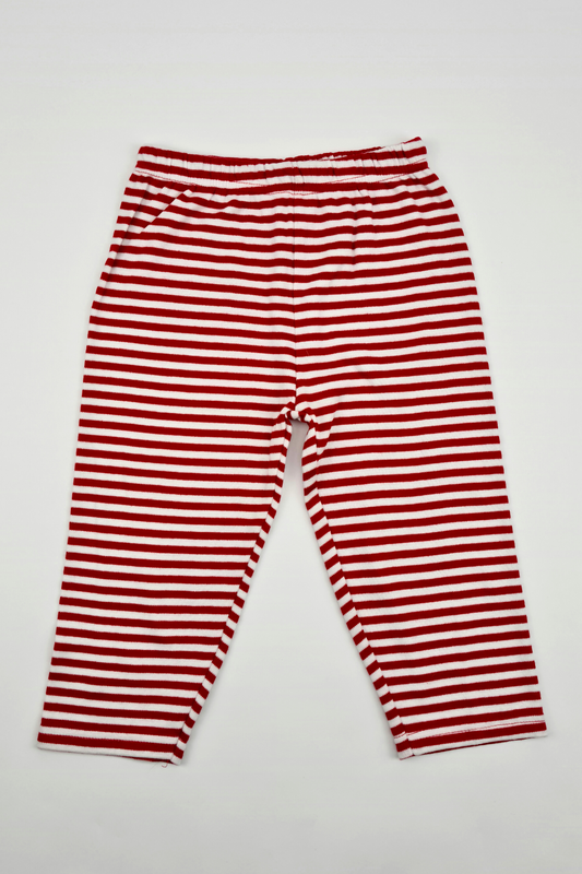 1-2y - Red & White Stripe Pyjama Bottoms