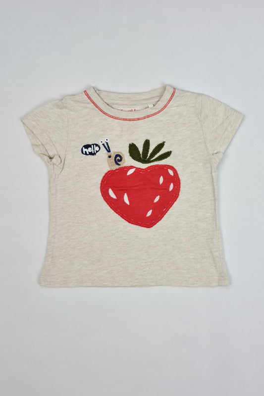 9-12m -  'Hello' Strawberry Short Sleeve Top