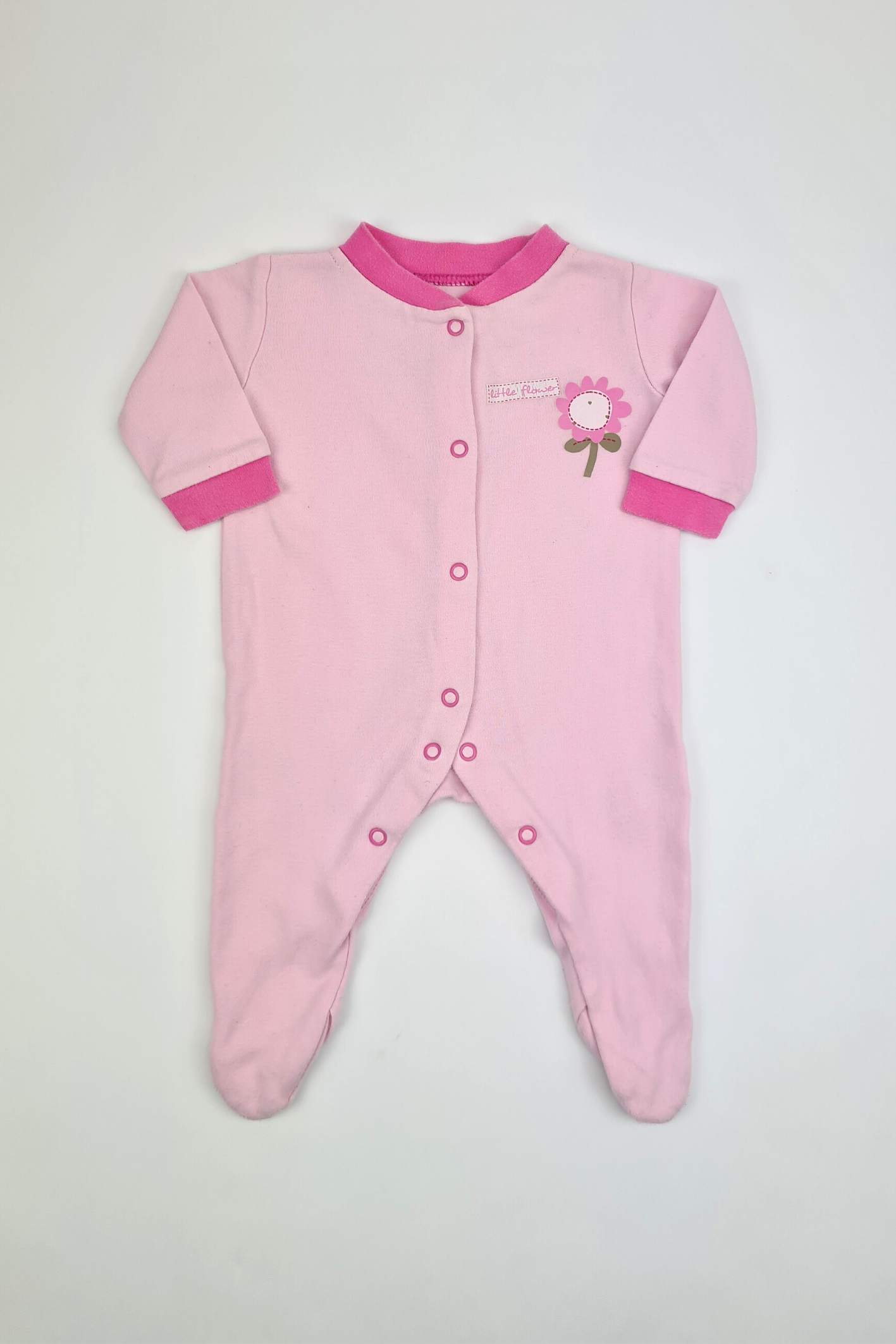 Newborn - 9lbs 'Little Flower' Pink Sleepsuit (George)