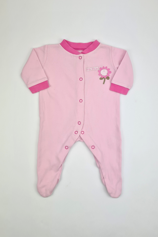 Newborn - 9lbs 'Little Flower' Pink Sleepsuit (George)