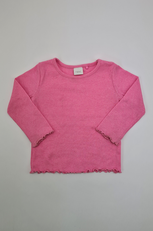 6-9m - Pink Ribbed T-shirt (Next)