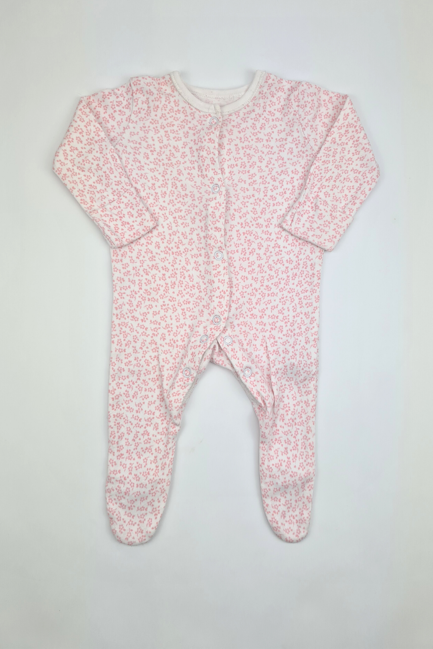 Newborn - 9lbs Pink Floral Print Sleepsuit (George)