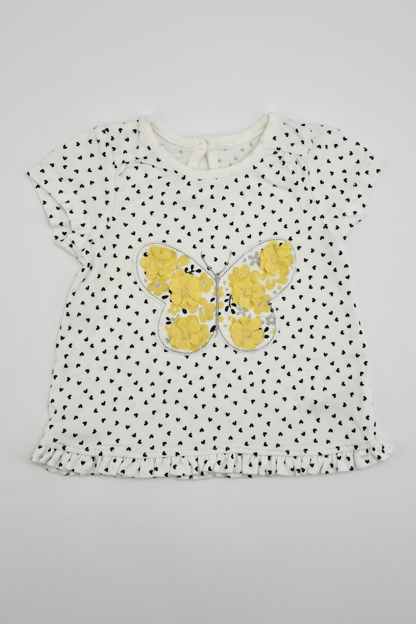 0–3 Monate – Schmetterlings-T-Shirt (George). 100% Baumwolle.
