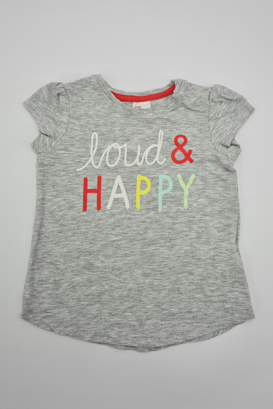 6-9 mois - T-shirt Happy (H&amp;M)