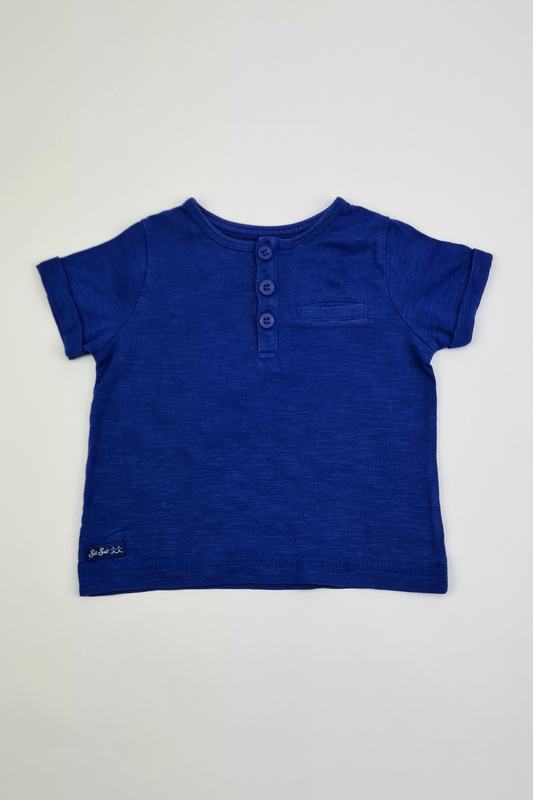 6-9 mois - T-shirt bleu chiné (Mothercare)