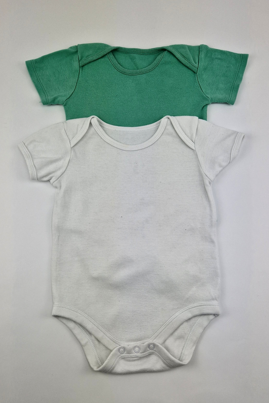 12-18 mois - Ensemble body blanc et vert à manches courtes