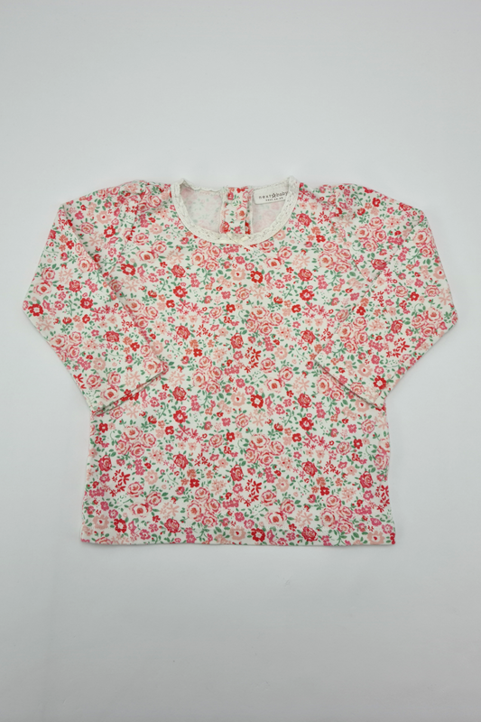 9–12 Monate – T-Shirt mit Blumendruck