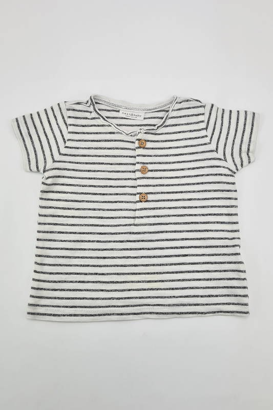 6-9m - Grey & White Striped T-shirt