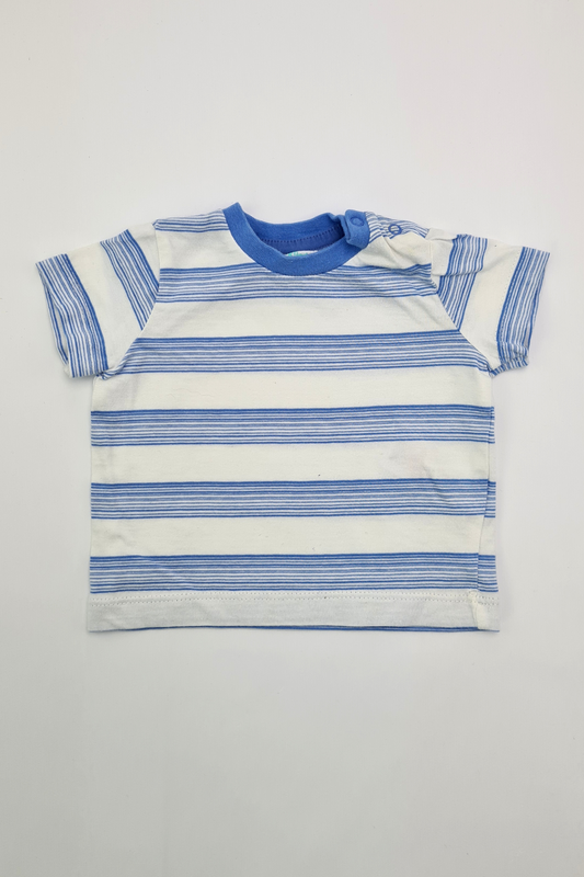 0-3m - Blue & White Stripe T-shirt (F&F)