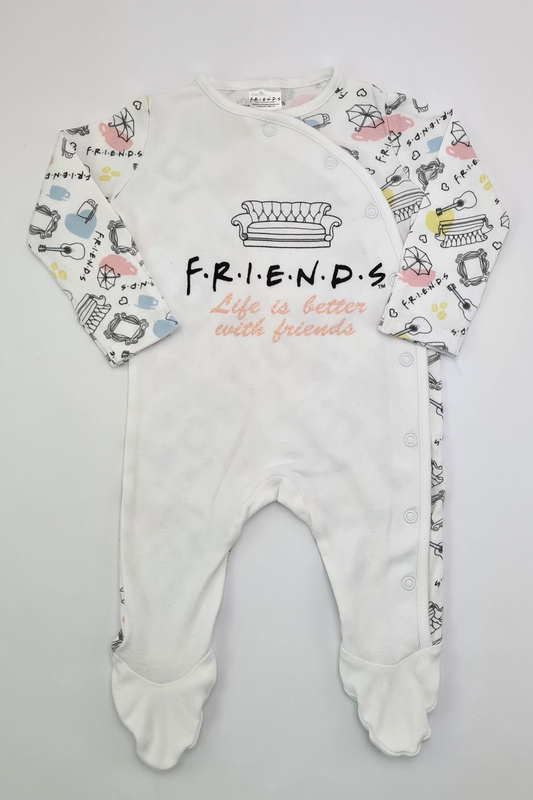 0-3m - Organic Cotton 'Life Is Better With Friends' Sleepsuit