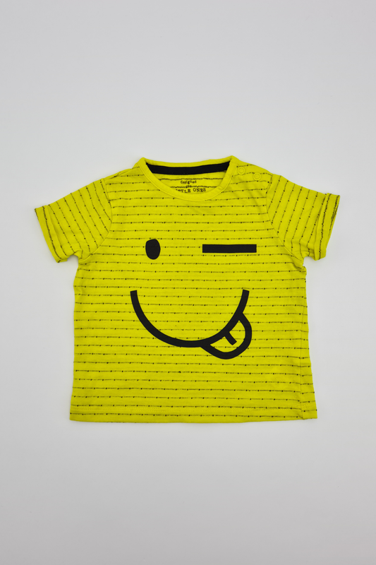 6-9m - Yellow winking face t-shirt