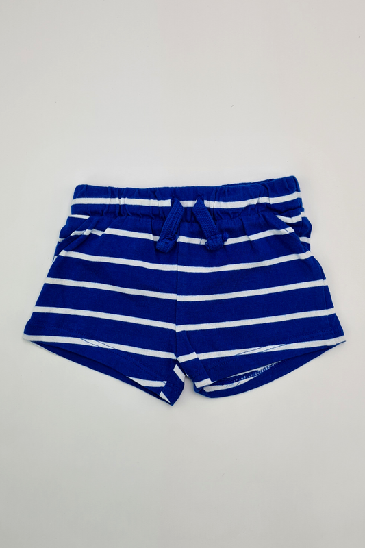 0-3m - Blue & White Stripe Shorts (F&F)