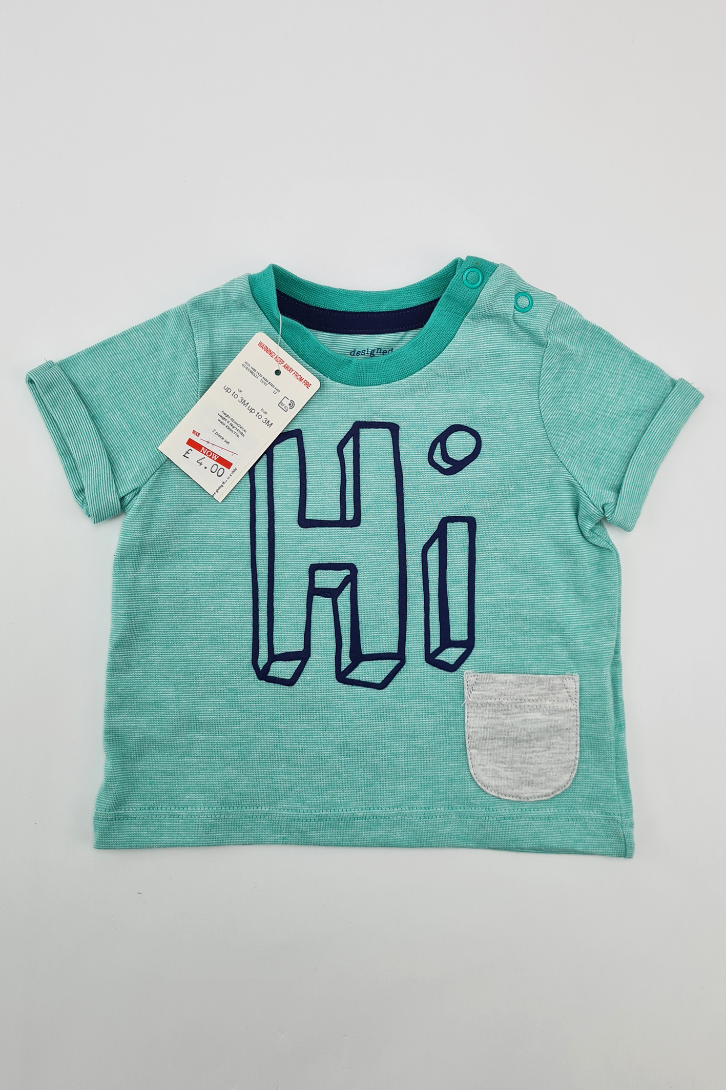 0–3 Monate – „Hi“-T-Shirt (F&amp;F)