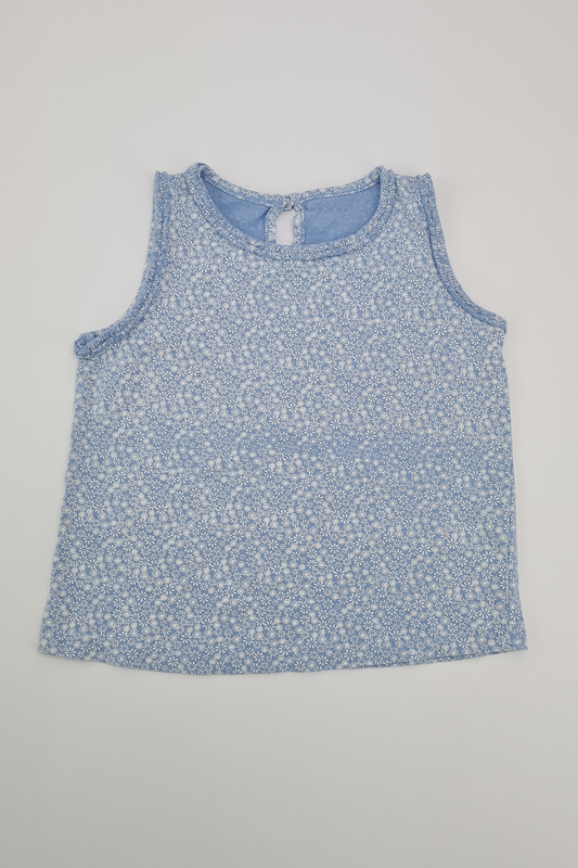 18-24m - Blue and white floral sleeveless top