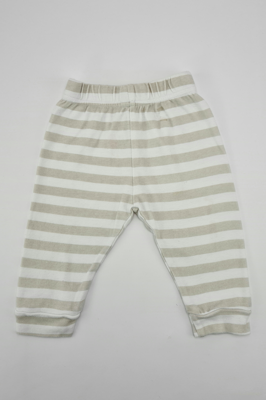 White & Grey Striped Leggings