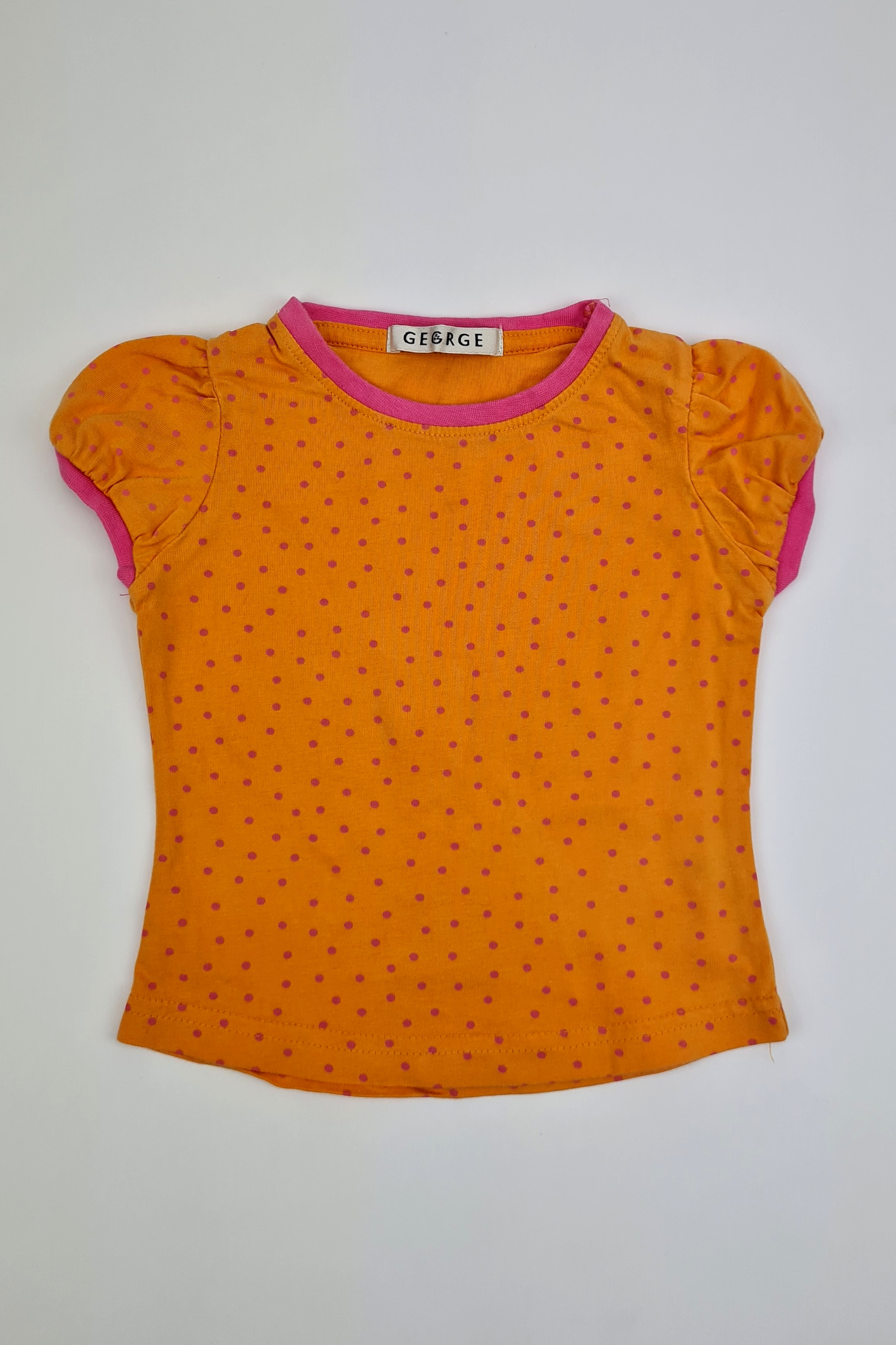 12–18 Monate – Orangefarbenes T-Shirt mit Punktmuster