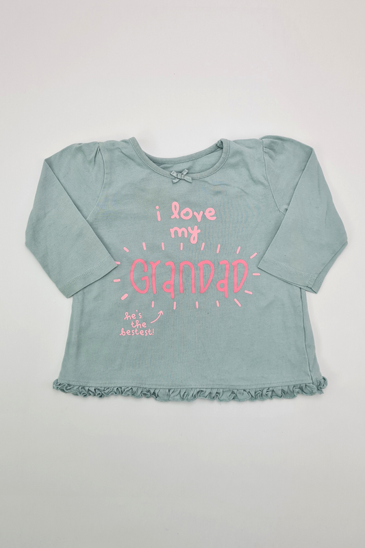 3-6 mois - T-shirt « J'aime mon grand-père, il est le meilleur »