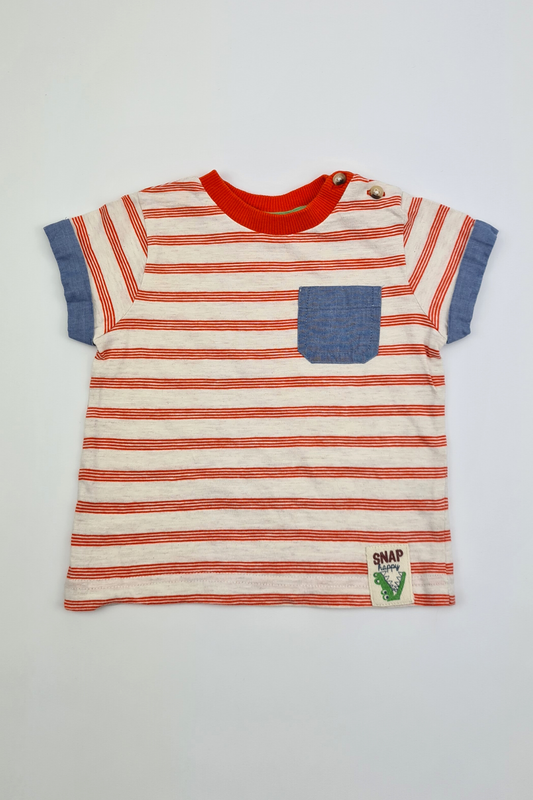 6-9m - Red & White Stripe T-shirt (M&S)