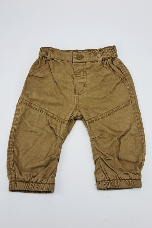 3-6m - Khaki Trousers (George). 100% Cotton