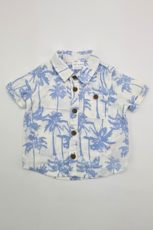 0-3m - Palm Tree Print Button-up Shirt (F&F)