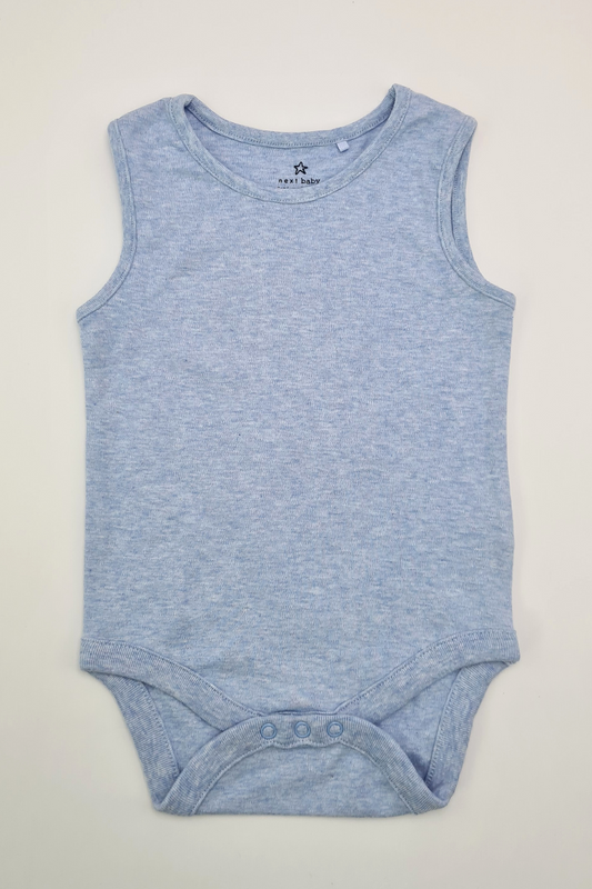 9-12m - Baby Blue Sleeveless Bodysuit (Next)
