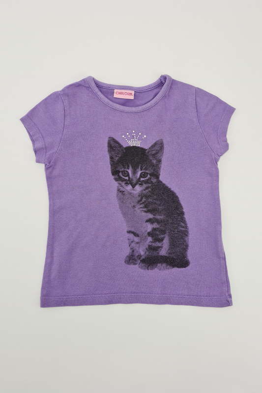 18-24m - Purple kitten t-shirt