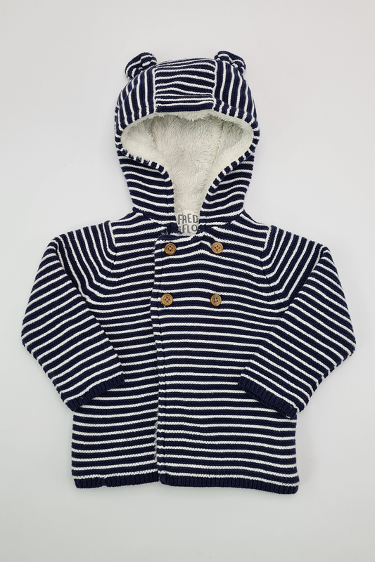 3-6m - Striped Hooded Cardigan (Fred & Flo)