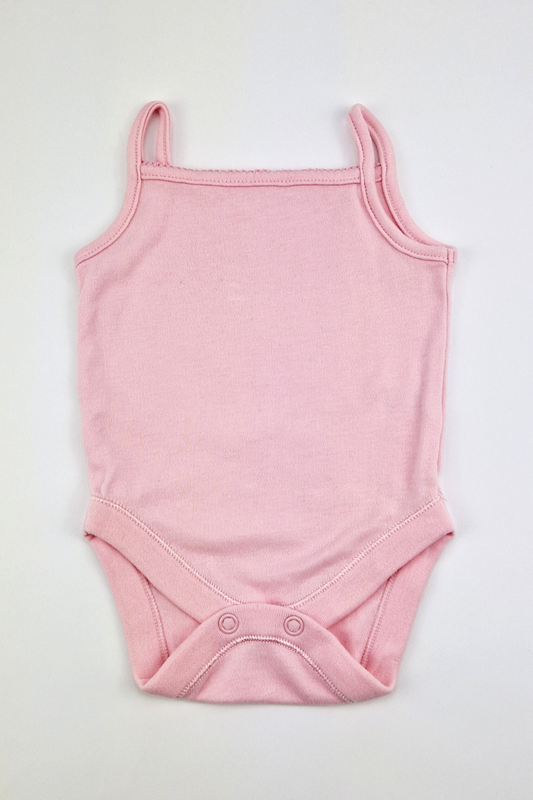 First Size (9lbs) - 100% Cotton Pink Sleeveless Bodysuit (George)