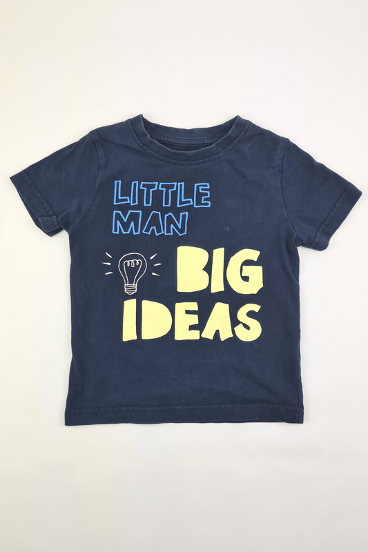 18-24m - Little Man Big Ideas T-Shirt. 100% Cotton.( Nutmeg)