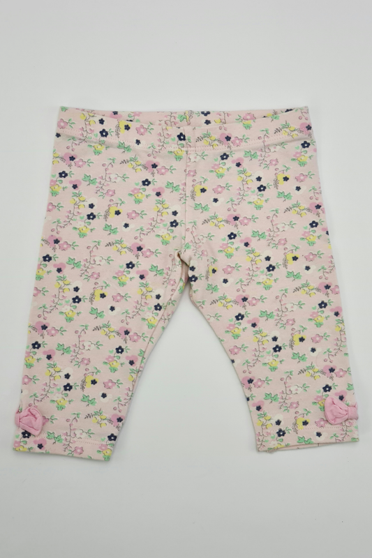 0-3m - Pink Floral Print Leggings (Disney Baby)