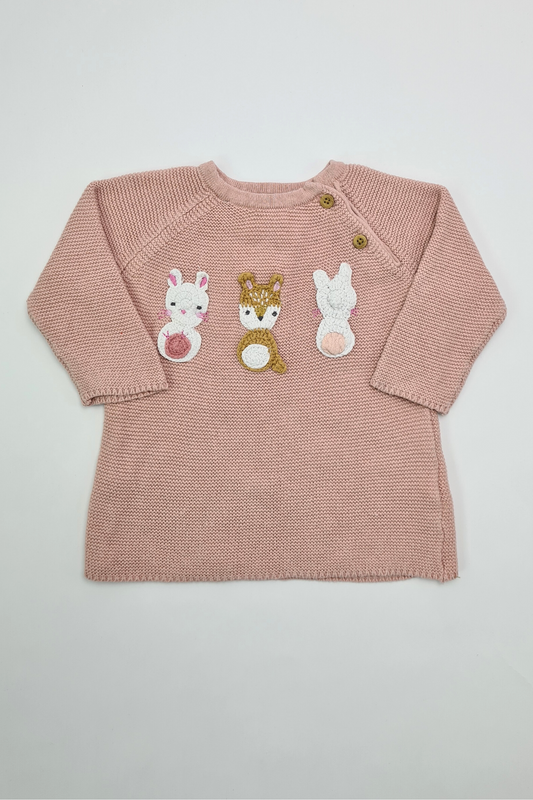 1m (10lbs) - Dusty Pink Bunny Jumper Dress (F&F)