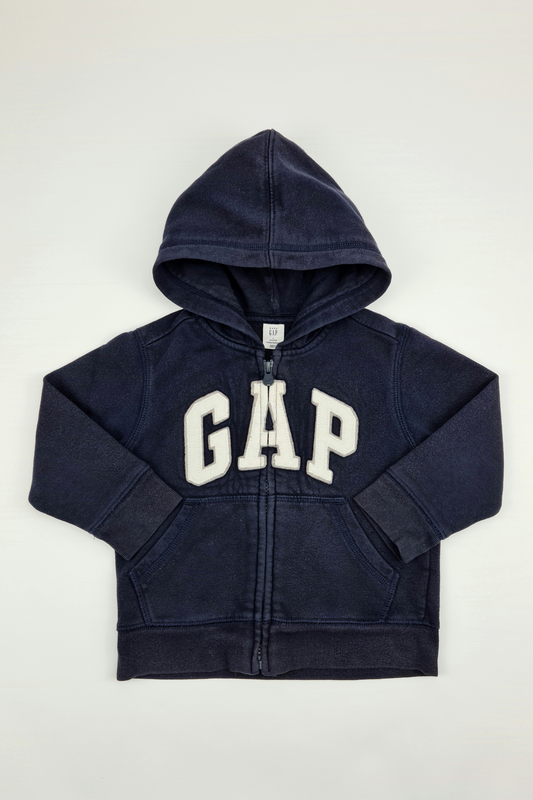 2-3 ans - Sweat à capuche zippé avec logo bleu (Gap)