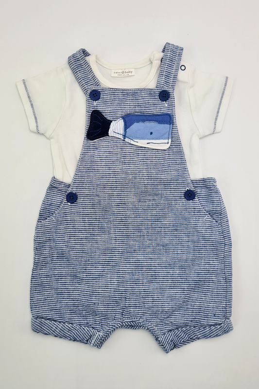 3-6m - Blue Whale Short Dungaree Outfit (Next)